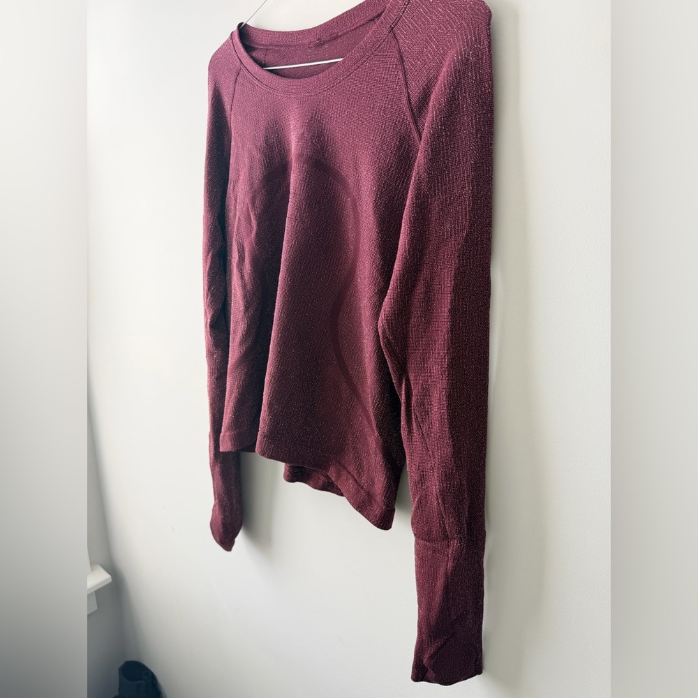 Lululemon Metallic Thread Burgundy Swiftly Long Sleeve - Picture 2 of 3